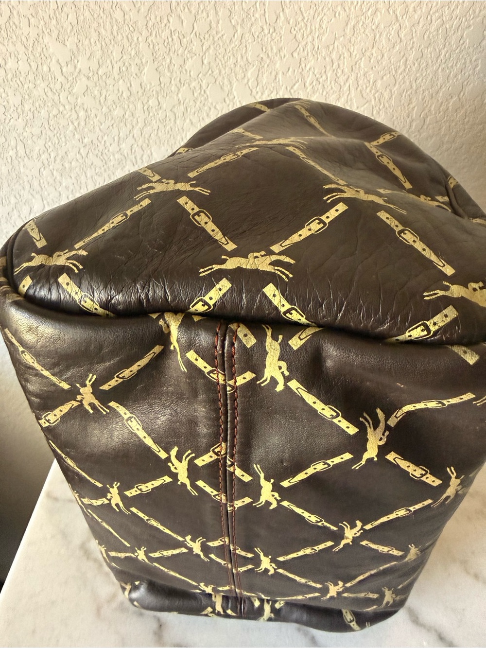 Vintage Longchamp Brown and Gold Monogram Satchel Bag with Long Wallet-GUC!! - Picture 6 of 15